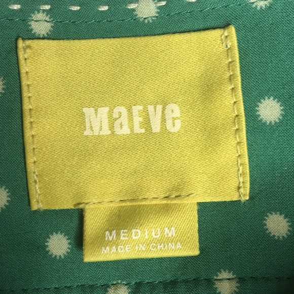 Medium Maeve Anthropologie Green Polka Dot Top - Picture 7 of 8